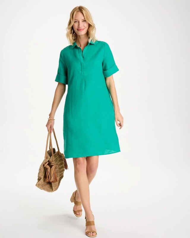 Linen-Cotton Popover Dress - image 2